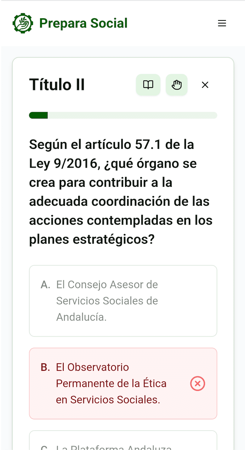 Ubicación del icono de impugnar o reportar en el test